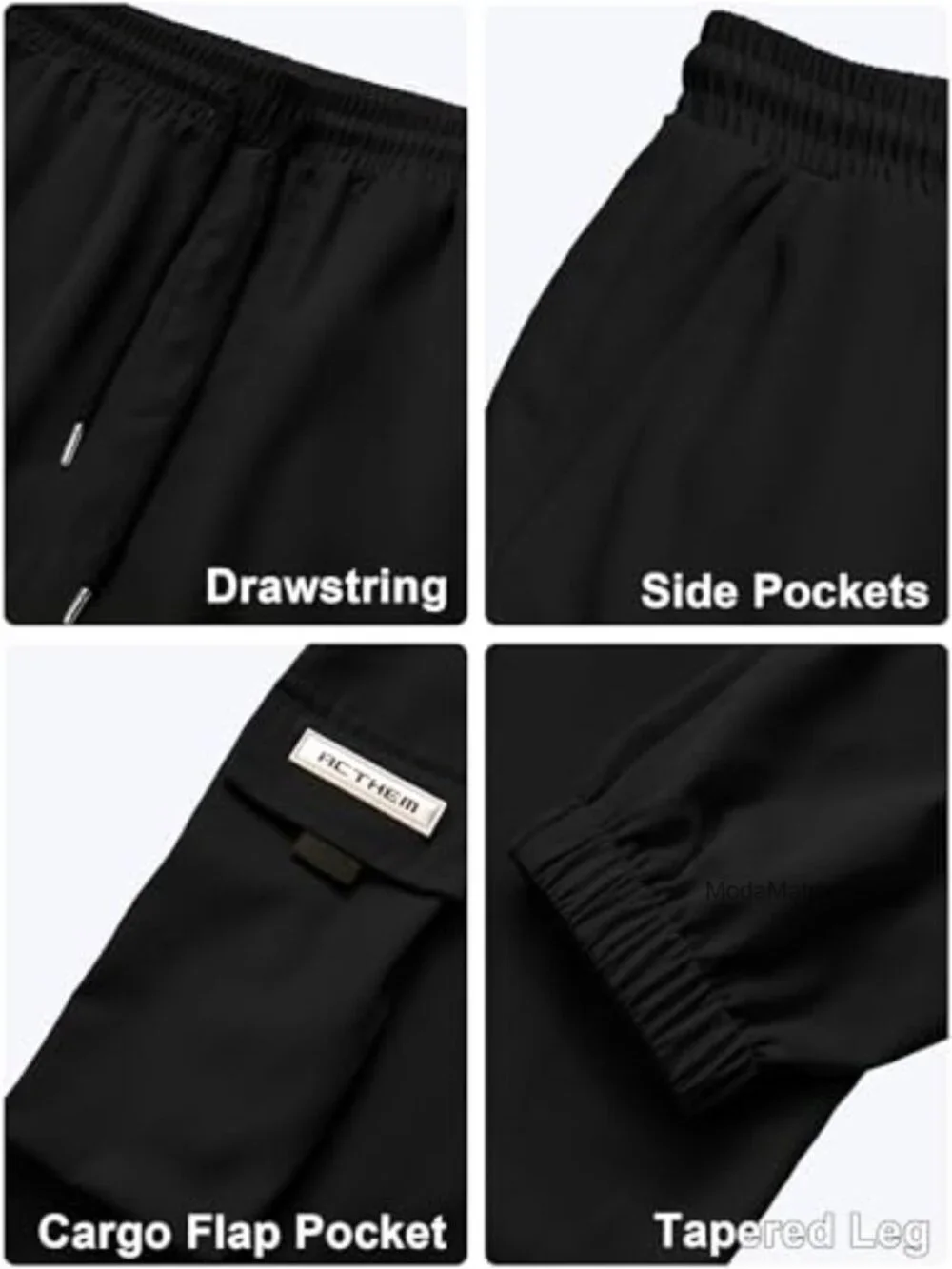 Techwear Cargo Joggers Pants Elastic Waist Drawstring Flap Pockets